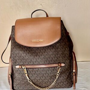 Michael Kors Jet Set Large Logo Brown Backpack
